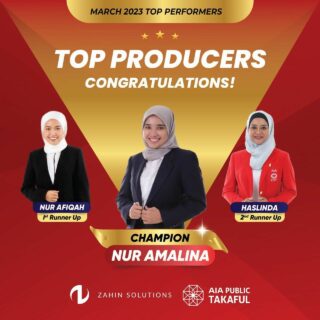 Well done March Toppers! 

MashaAllah. So proud of these amazing ladies!! 

We are what we repeatedly do. Excellence then, is not an act, but a habit. – Aristotle

#successhabits
#joinus
#bealifeplanner
#aiapublictakaful 
#zahinsolutions